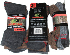 6 Pairs Mens Mossy Oak Cushioned Mid Calf Socks Work Boot Crew Socks Shoe 6-12