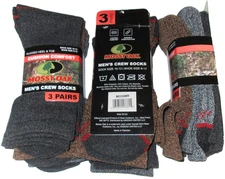 3 Pairs Mens Mossy Oak Cushioned Mid Calf Work Boot Crew Socks  Shoe 6-12