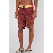 Hurley Men s Crosswinds 22" Boardshorts Size 40 Red Geo Print Yellow Waist
