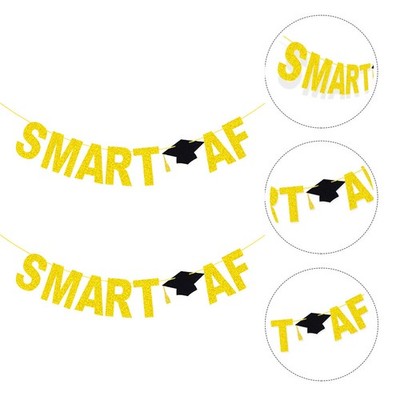 2PCS Creative Graduation Party Paper Hanges Banner - (golden)
