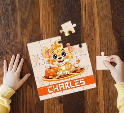 Personalisiertes Tiger Design individueller Name Kinder Puzzle Geschenk für Mädchen 28