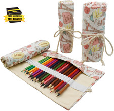 24/48/72 Slots Colored Pencil Roll Wraps Canvas Pencils Roll Holder Pencil Pouch