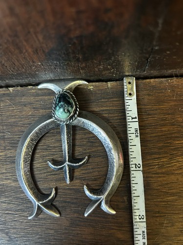 RARE VTG Sandcast Naja Pendant Large Sterling And Variscite Squash Blossom - Picture 6 of 9