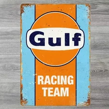 Gulf Racing Team 8 x 12 Novelty Vintage Metal Sign Shrink-Wrapped