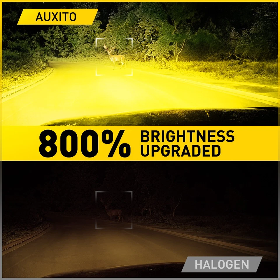 Canbus AUXITO H4 9003 HB2 LED Headlight Kit High/Low Beam Bulb Error Free Yellow - Image 3 of 4