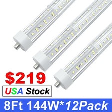 12 Pack 8FT Led Light Bulbs Single Pin 144W T12 T8 Fluorescent Replacement Tube