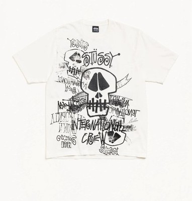 トップス Stussy SKULLS TEE PIGMENT DYED Stussy Skulls Pigment Dyed Tee Natural Brand New 100% Authentic Sz