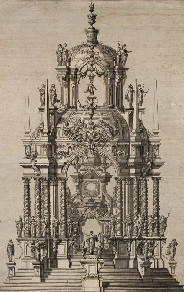 PFEFFEL (*1715) nach BIBIENA (*1696), Barocker Theater Entwurf, KSt. Barock - Bild 3 von 4