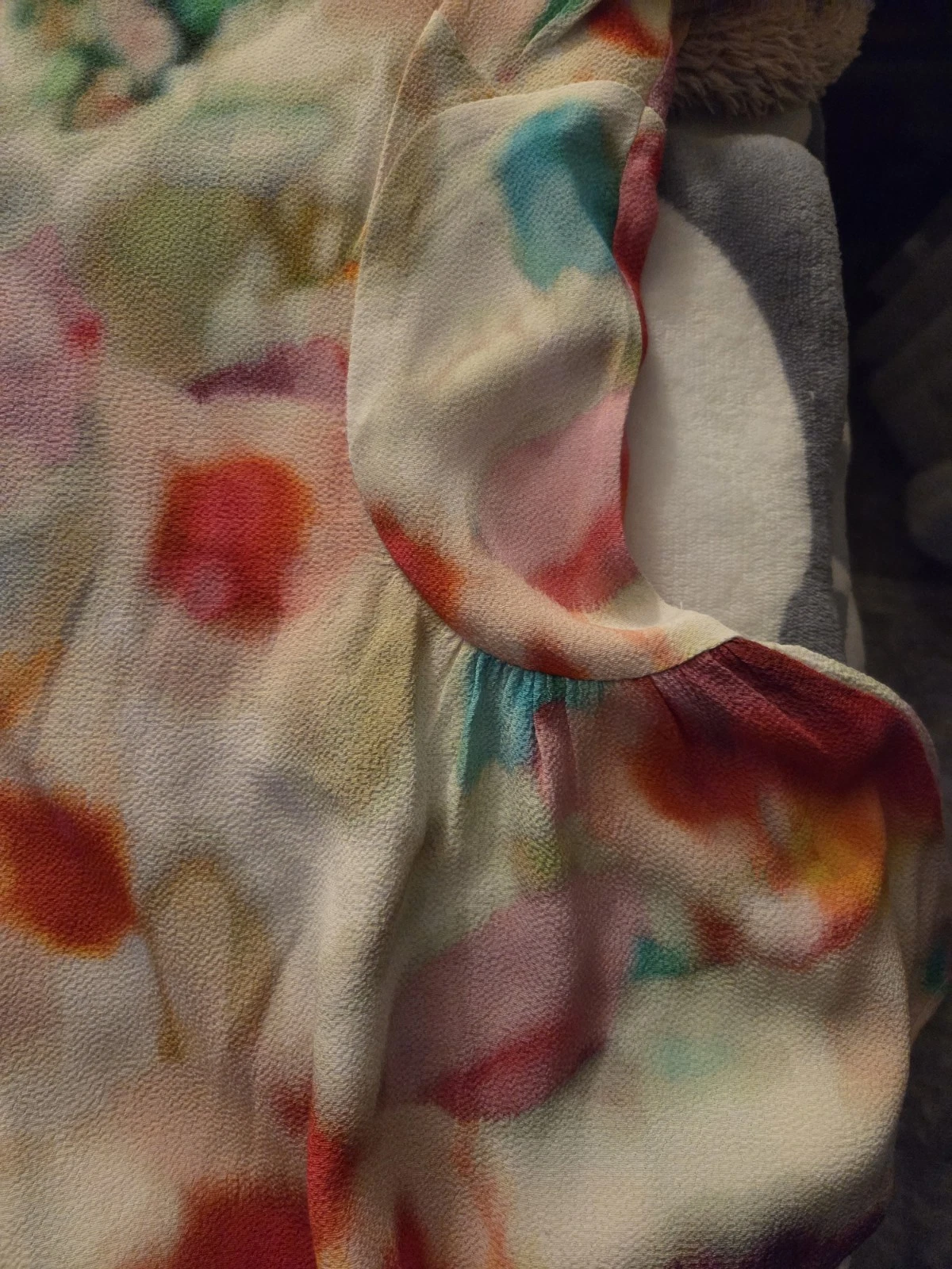 Top blusa Kate Spade taglia 14 rosso stampa floreale viscosa manica corta peplo zip