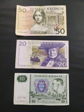 Sweden 3 Different Banknotes