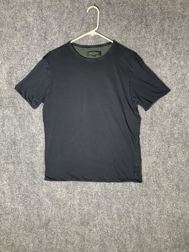 Camisa de trapo y hueso para hombre pequeña negra de algodón cuello redondo manga corta pulóver mancha - Imagen 3 de 22