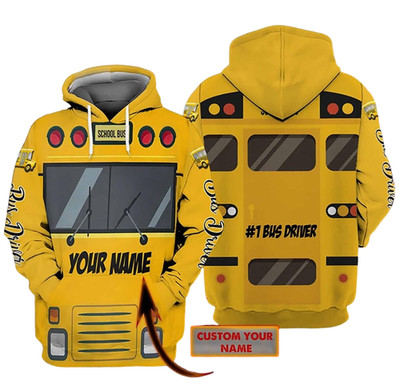 Personalized Name School Bus 3D Hoodie, Gift For School Bus Driver