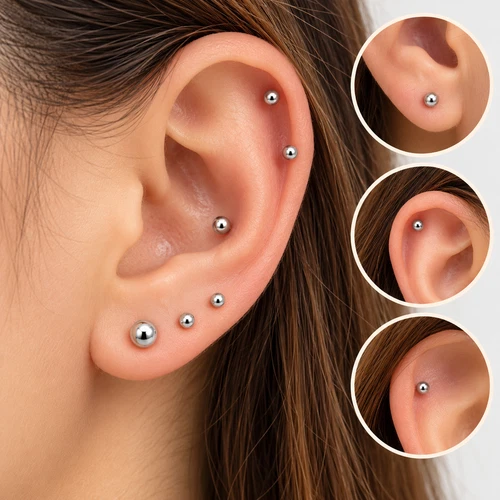 12 Pairs Stud Earrings Sealed Sterile Packs Secure Screw-Back Hypoallergenic image 2