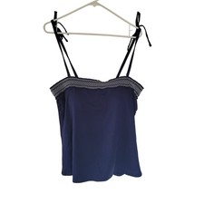 Lands' End Draper James Navy Blue Tummy Control Tankini Top Womens Size 18 9