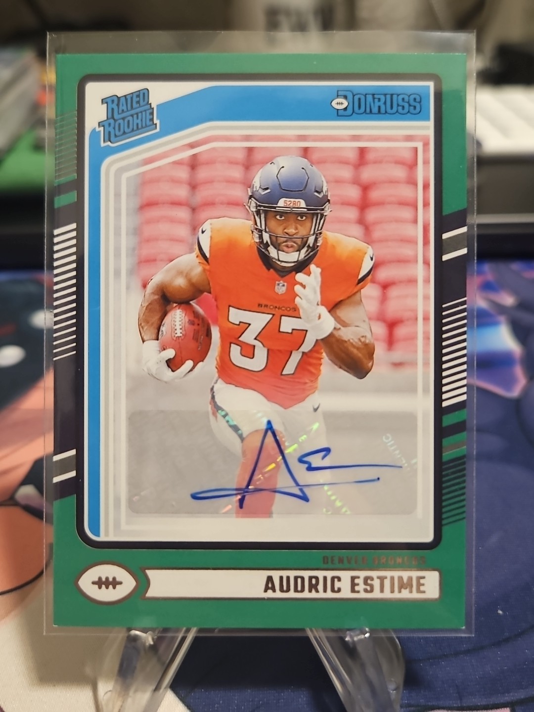 2024 Panini Donruss - Rated Rookie Audric Estime #335 Green Autographs (AU, RC)