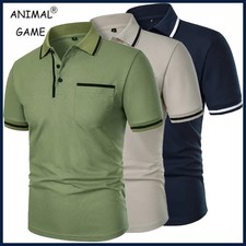Men's Short Sleeve Polo Shirt Casual Solid Breathable Summer Top