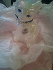 Vtg 1992 FENTON ART GLASS BIRTHDAY KITTY CAT PAINTED SIGNED FIGURINE PAPERWEIGHT