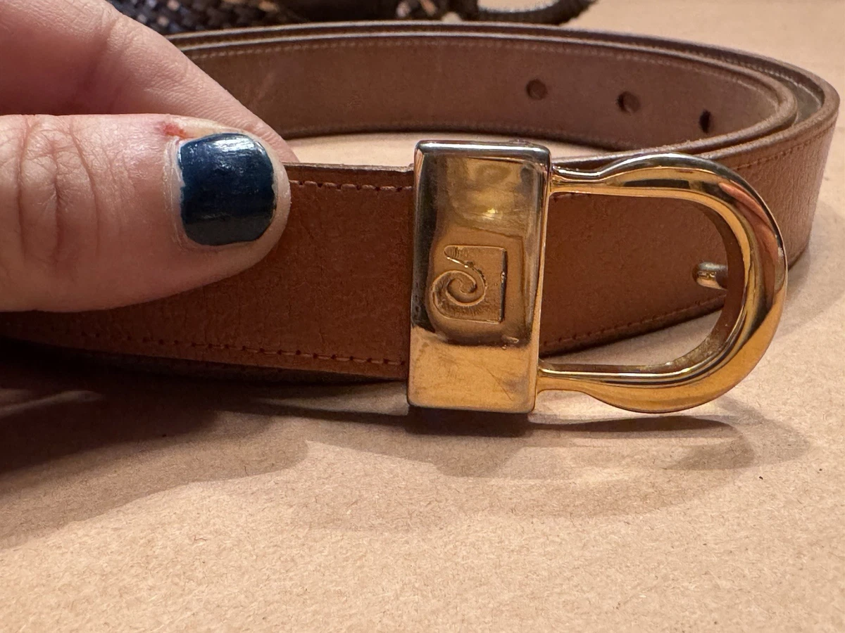 Pierre Cardin Vintage Reversible Belt 32 Burgundy Gray Gold Enamel Buckle Pierre Cardin Vintage Reversible Belt in Gray or Black  main image 3