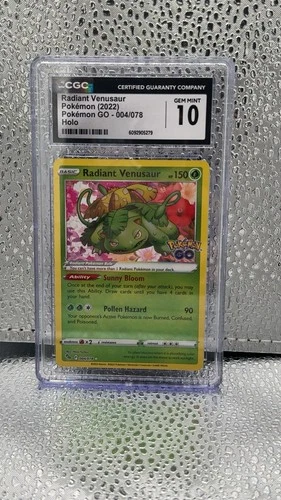 2022 Pokémon Radiant Venusaur 004/078 Pokémon GO Radiant Rare Holo CGC 10