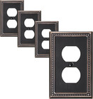 4-Pack Duplex Outlet Cover Plate, Aged Bronze Metal Wall Plates for Electrical O