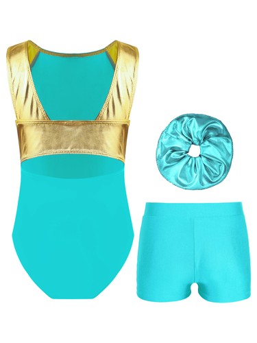 Kids Girls Jumpsuit And Bottoms Dance Bodysuit Performance Leotard With Shorts - Picture 49 of 59