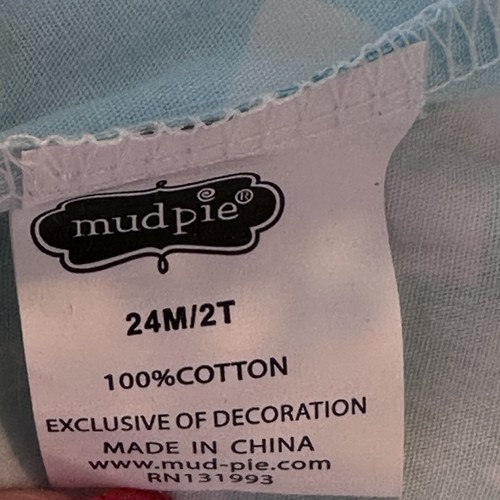 Mud Pie Kleid Größe 24M oder 2T aquamarin/weiß, detaillierte Meeresschildkröte, Ausschnitt & Saum - Bild 7 von 8