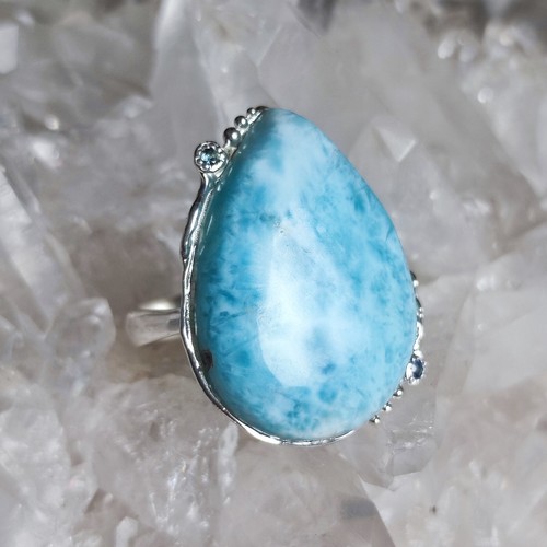 Larimar Ring Dominikanische Republik 925 Sterlingsilber Heilsetin Größe 63 R2020 - Bild 3 von 9