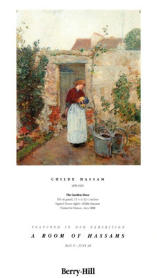 1992 FREDERICK CHILDE HASSAM EXHIBIT PRINT AD, THE GARDEN DOOR, GALLERY PRINT AD