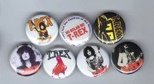 T-REX Marc Bolan Set of 7 1" Pins Buttons Badges Punk Rock Glam Rock 70s