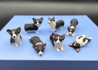 Miniature Black and White Corgi Puppy 1:12 Scale