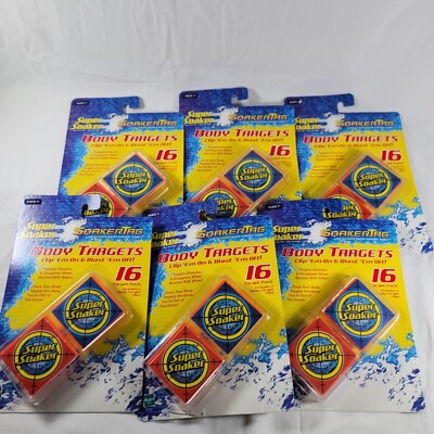 (6)Super Soaker Soaker Tag Body Targets - 16 Target Pack w/ Body Clips Multiples