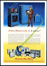 1957 UNIVAC computer color photo & art Remington Rand vintage print ad 1