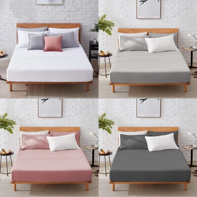 40CM EXTRA DEEP FITTED SHEET EGYPTIAN COTTON BED SHEETS SINGLE DOUBLE SUPER KING