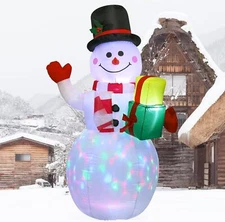 5FT Christmas Inflatables Snowman Outdoor Toys Blow Up Snowman With LED Lights
