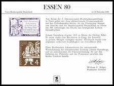 1980 Germany ESSEN 80 SC69 souvenir card SCCS PS-33 USPS issue international