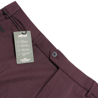 Meyer NWT Dress Pants Size 54 (US 38) Bonn in Dark Red Polyester & Wool Blend