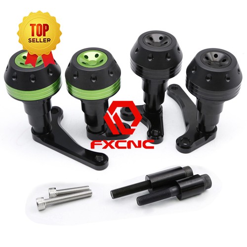 FXCNC CNC Motorcycle Frame Sliders Crash Protector Pads For ZX14R 2006-11 Green - Bild 10 von 11