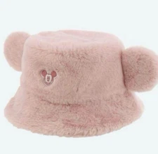 Tokyo Disney Resort Ears Mickey limited Fluffy Cap bucket Hat Pink Japan TDR