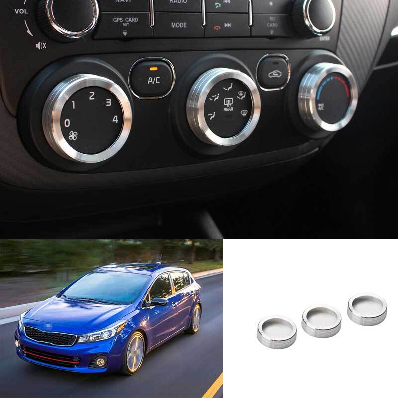 Silver Alloy Center Console AC Switch Button Ring 3PC For Kia Forte K3 17-2018