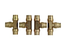 Road Superior Truck Parts 4 Pack DOT Approved 3/8” Brass Quick Connect Union Tee