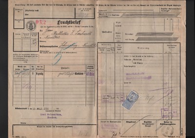 Frachtbrief 1914, Emil Schmalfuss von BOCKAU nach SCHNEEBERG Frachtstempelmarke