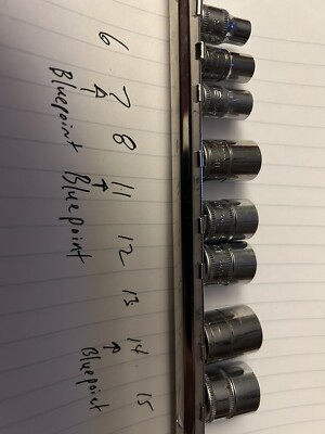 1/4 Snapon Metric Socket And Bluepoint Socket Set 8 Pieces Missing 9mm