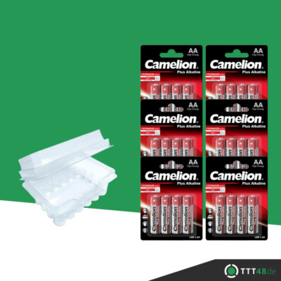 24 x Camelion Plus Alkaline Batterien AA MN1500 LR6 Mignon 1,5V in Plastik-Box 