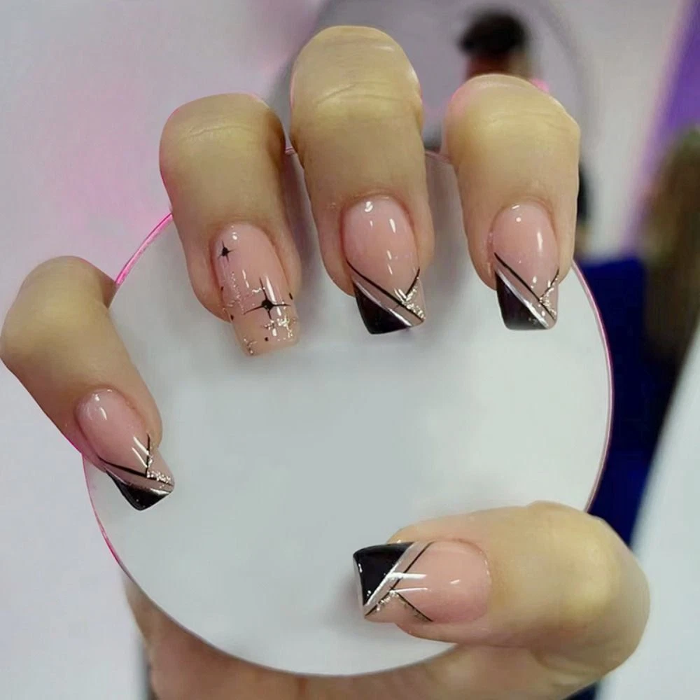 Black Triangle Tip Nails