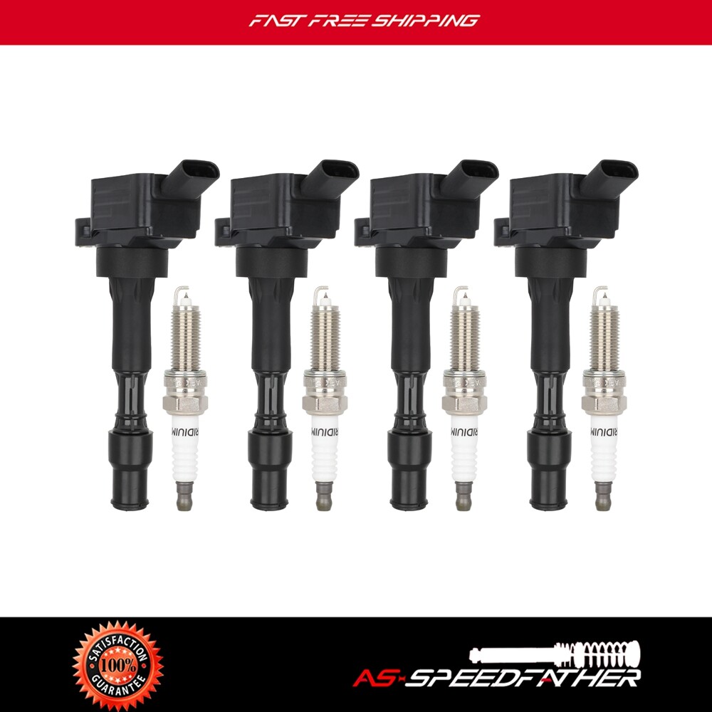 4 Ignition Coil & Spark Plug For Hyundai Kona Sonata Kia Forte