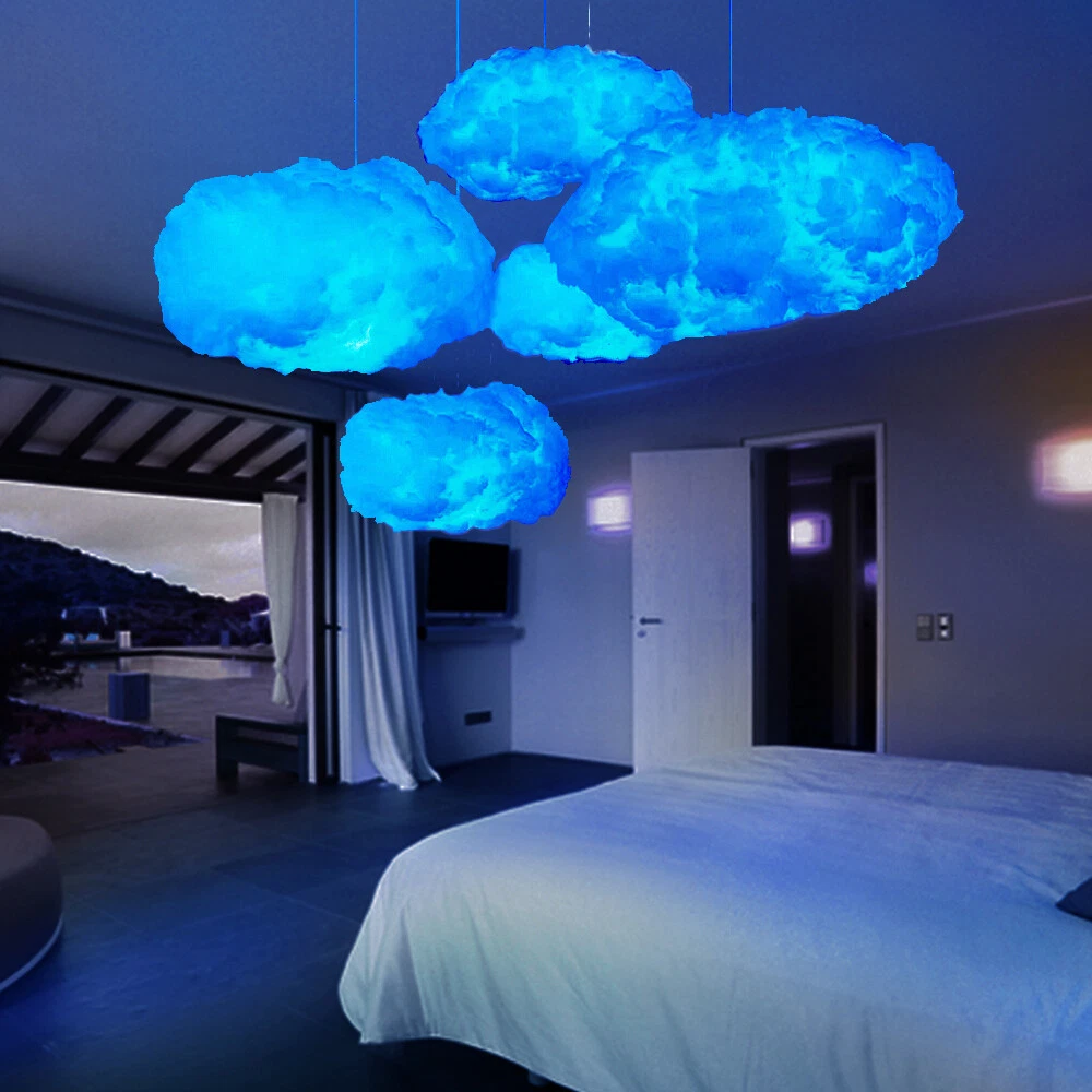 LED Night Light Cotton Cloud Shape Light Hanging Lamp DIY Handmade Material