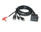 Car Dash Mount Installation HDMI Dual USB RCA Male Female Extension Cable 1M