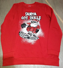 boys NEW CHRISTMAS SWEATSHIRT TOP 13-14 red SANTA GOT SKILLZ cute 