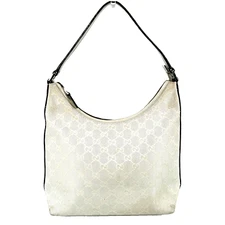 Vintage GUCCI Hand Bag GG Canvas Silver Authentic
