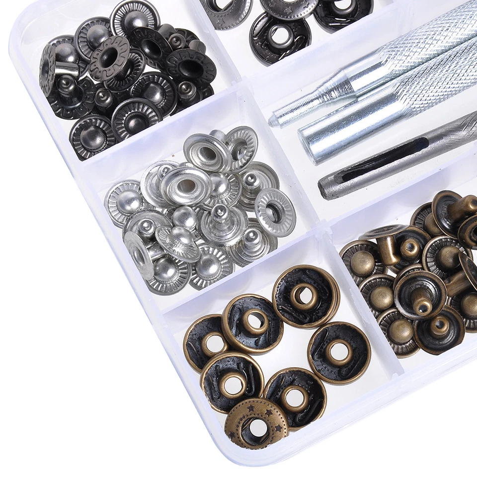 Heavy Duty Snap Fasteners Poppers Press Stud Rivet Sewing Leather Craft Clothes - Image 3 of 4